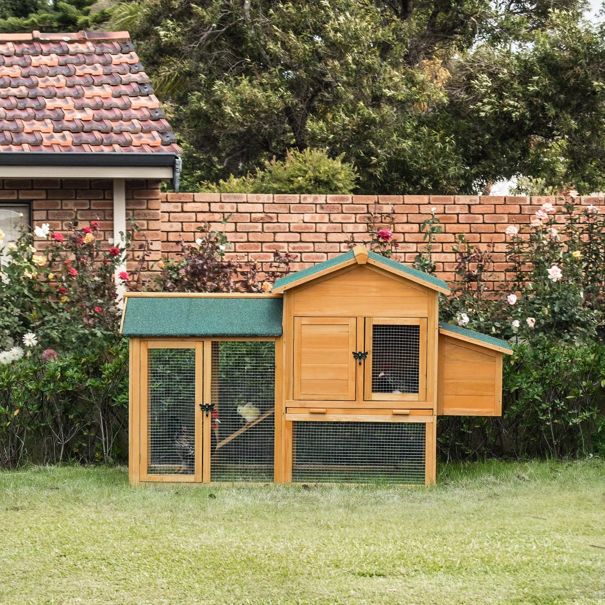 PawHut Hühnerstall mit Auslauf Geflügelstall für Garten