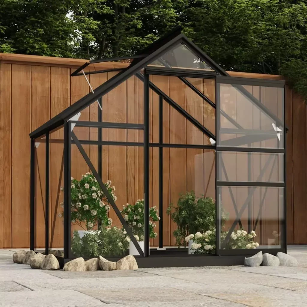 vidaXL Gewächshaus Glas Anthrazit 155x103x191 cm Aluminium Treibhaus