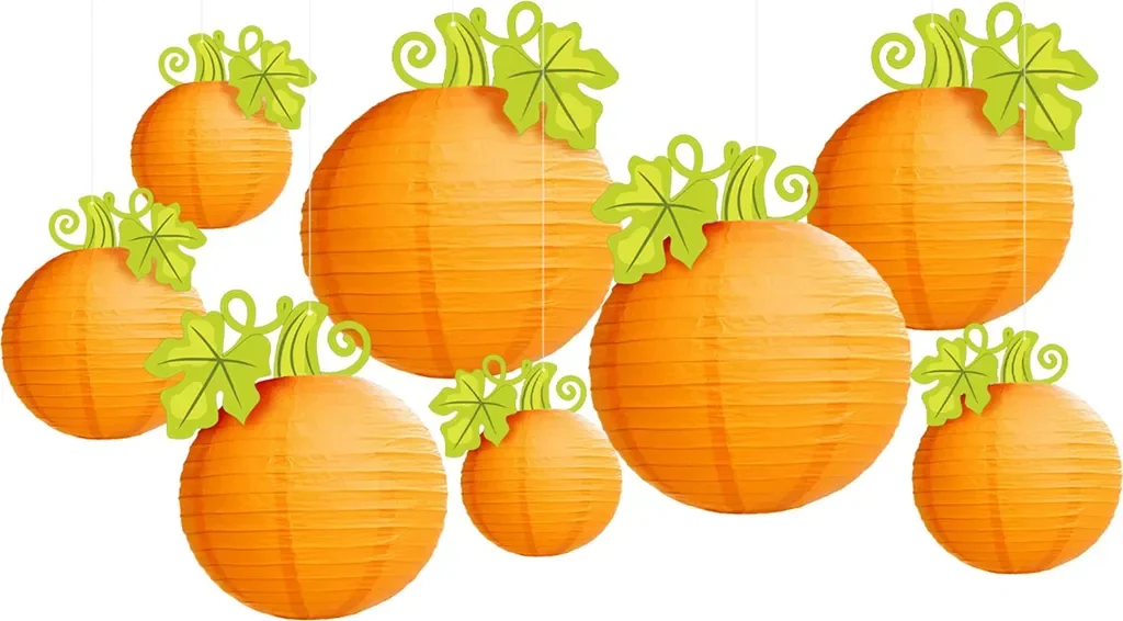 Halloween Kürbis-Papierlaterne zum Aufhängen orange Deko innen außen