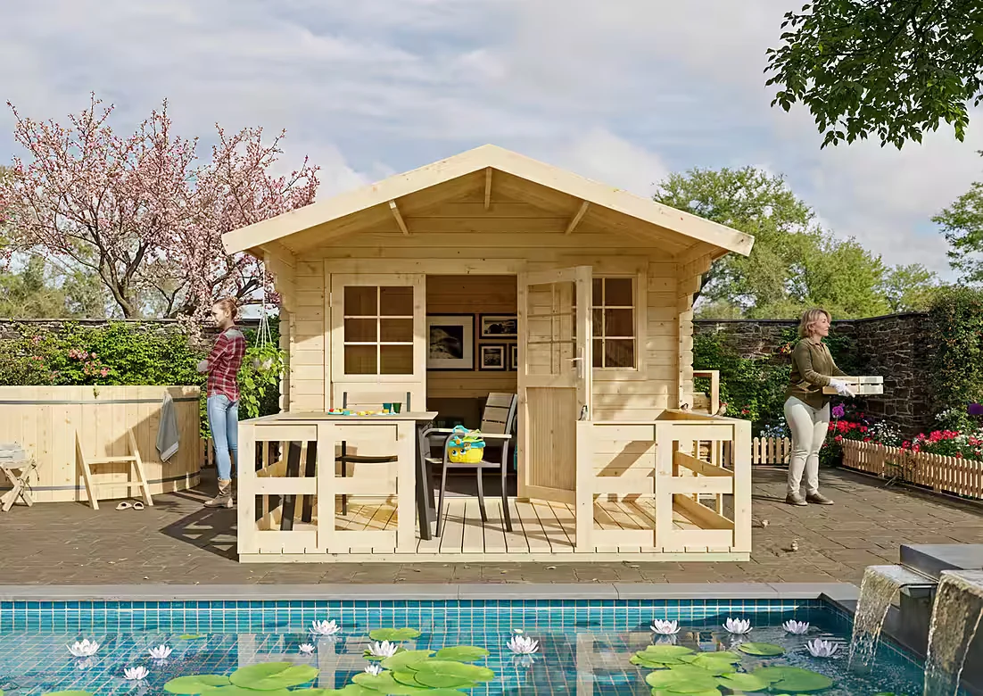 Gartenhaus Kallenberg 2 aus naturbelassenem Fichtenholz Gerätehaus