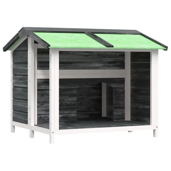 vidaXL Hundehütte Grau Outdoor 96x87x80,5 cm Massivholz Kiefer