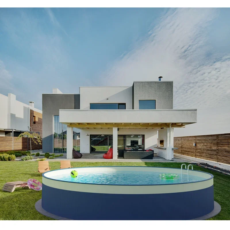 Stahlwandpool rund 450x120cm 0,4mm anthrazit Folie 0,3mm sand overlap