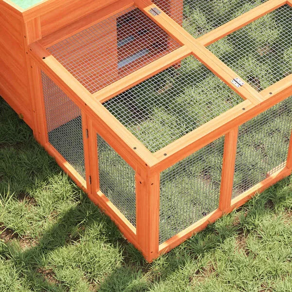 vidaXL Kaninchenstall Braun 144x123x67 cm Massivholz Kiefer Garten