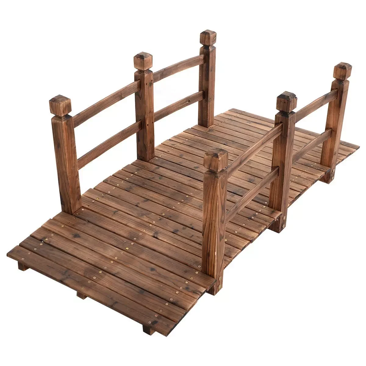 COSTWAY Gartenbrücke Holzbrücke Zierbrücke Teich 150 x 67 x 55 cm