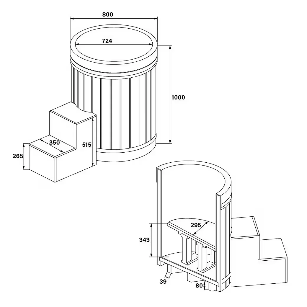 ARUM Pool Cold Tub Badefass 70 cm Eisbad Outdoor Garten