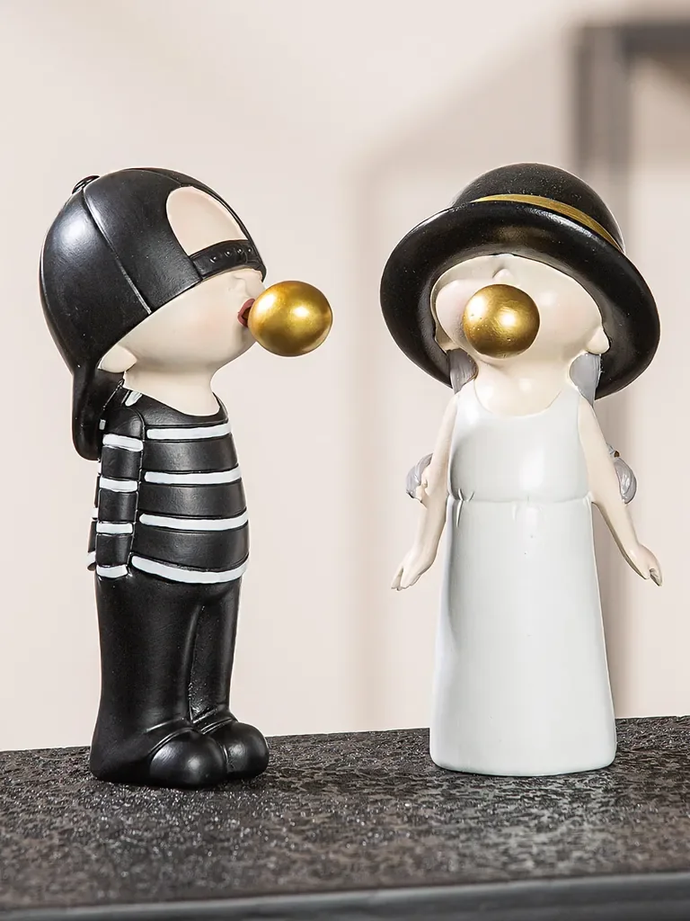 Gilde Dekofigur Junge/Mädchen Bubblegum 52709 Skulptur modern