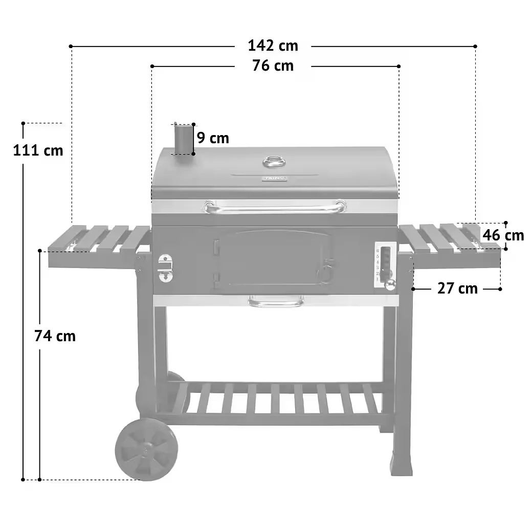 TAINO Holzkohlegrill BBQ für Garten und Terrasse