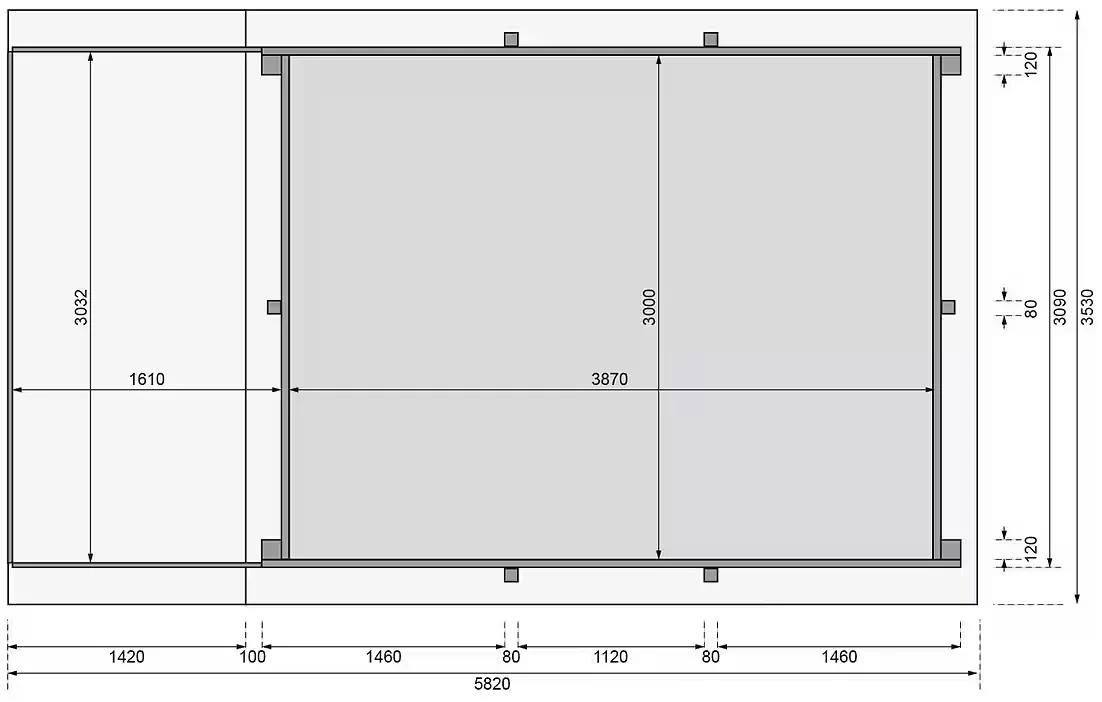 Rechteckpool Holzpool Roma A Gartenpool 353x400x124 cm mit Sonnendeck
