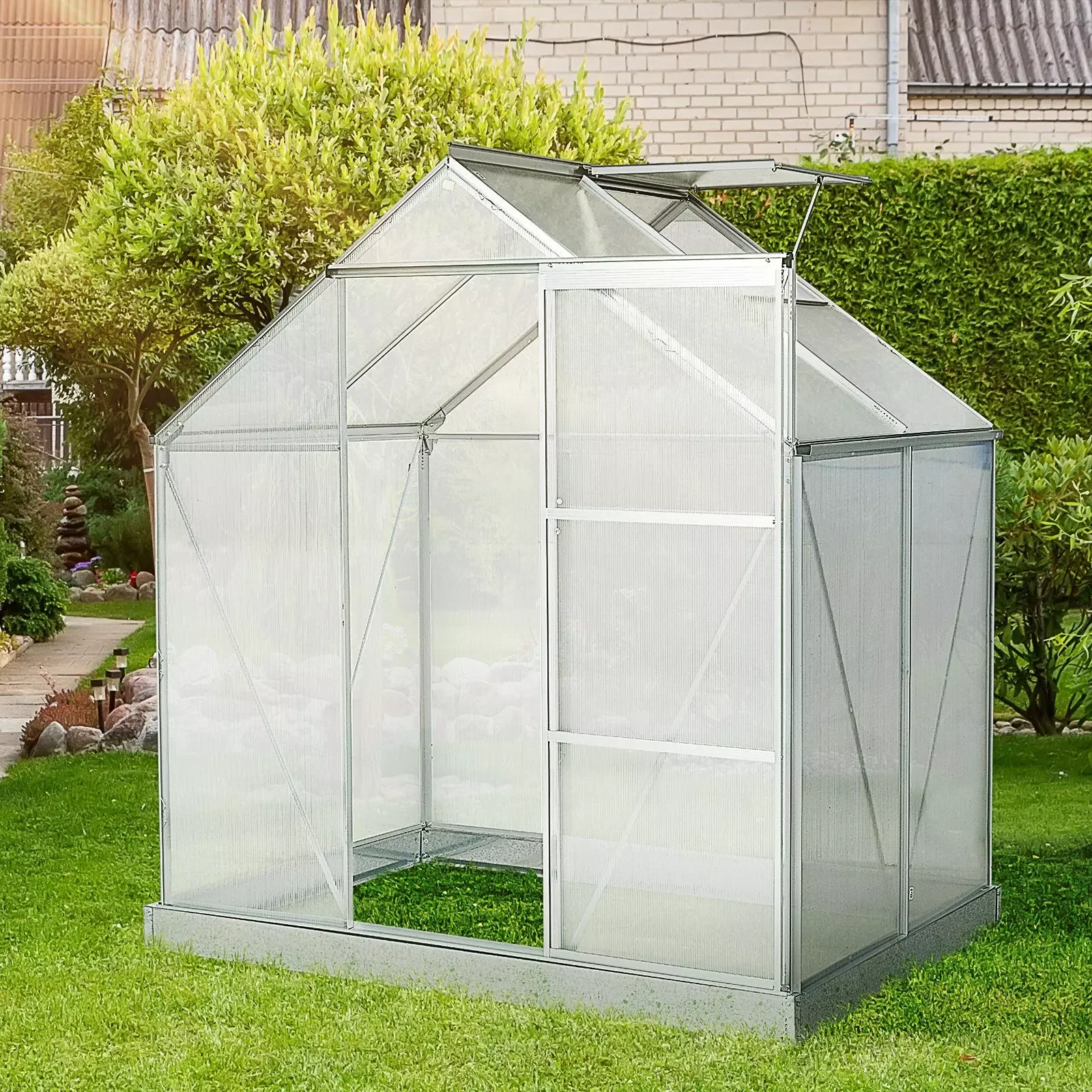 Outsunny Gewächshaus mit Alu Gestell Treibhaus für Garten