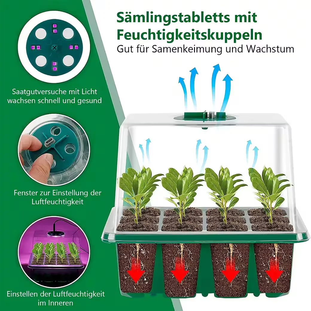 MUPOO Anzuchtschale mit dimmbarem LED Wachstumslicht 4 5 6 Pack