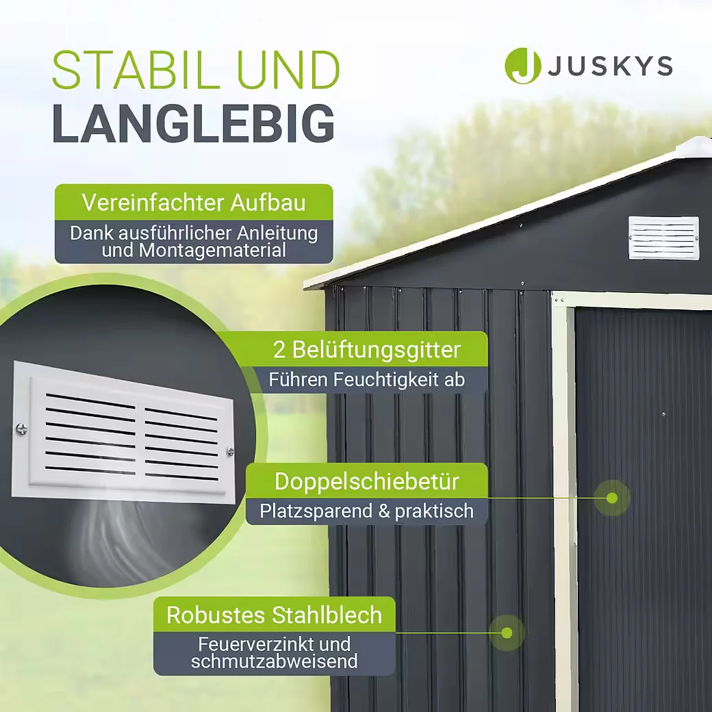 JUSKYS Gartenhaus XL Gerätehaus wetterfest für Gartenwerkzeug