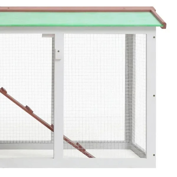 vidaXL Großer Kaninchenstall Braun und Weiß 145x45x84 cm Holz Garten