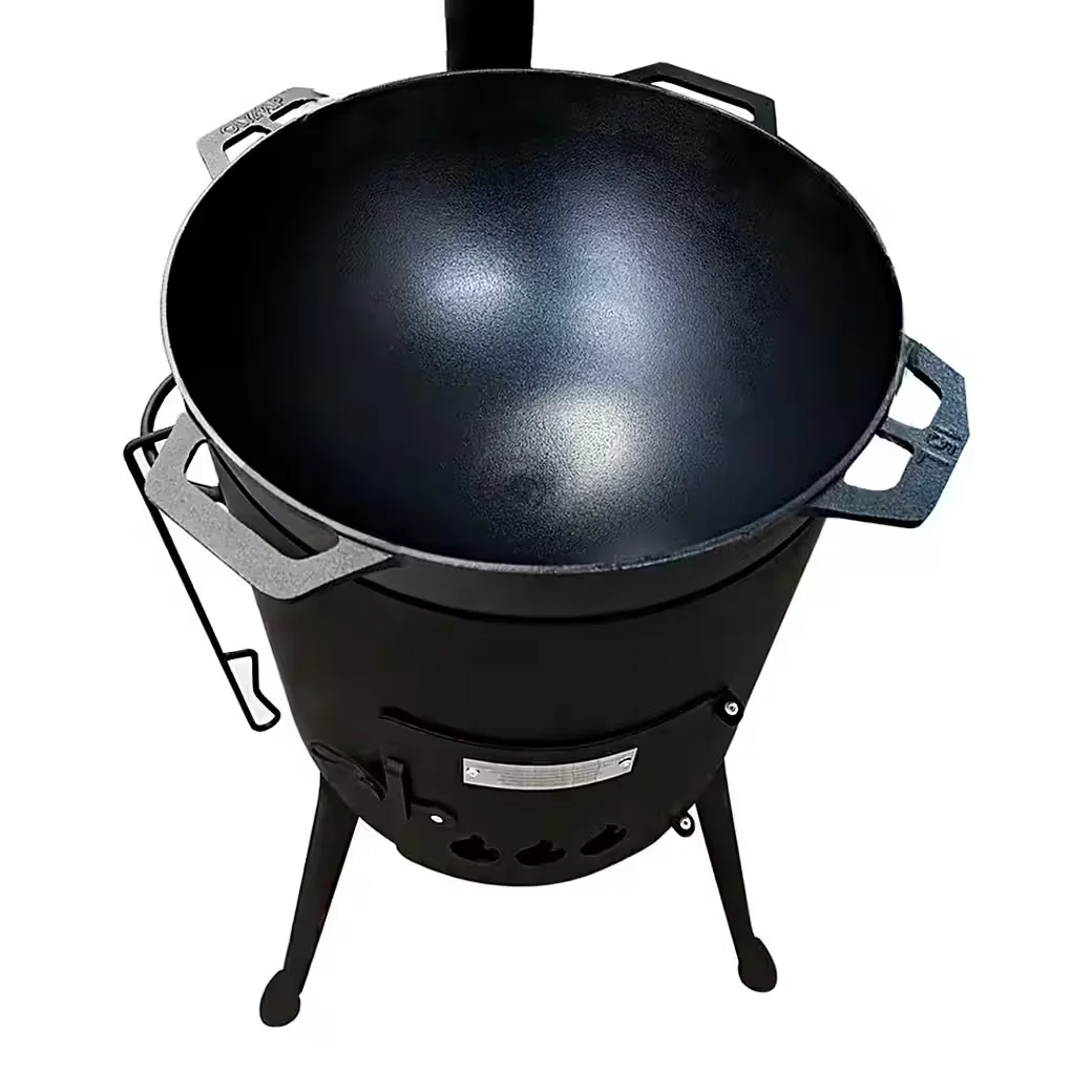 Utschak Holzkohlegrill Set mit Kasan 15L Schornstein Schüreisen Outdoor