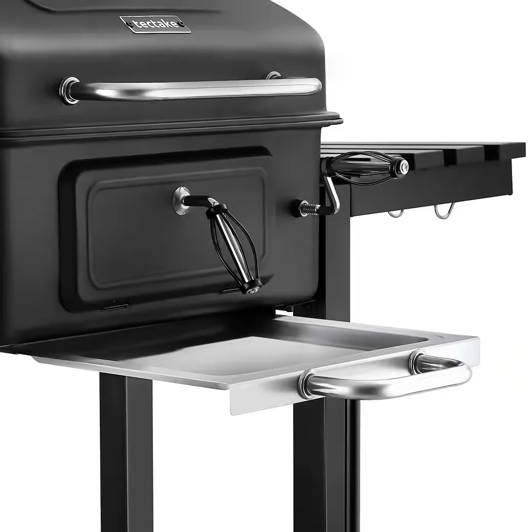 BBQ Holzkohlegrill mit 2 Rädern regulierbare Luftzufuhr 110x64x104 cm