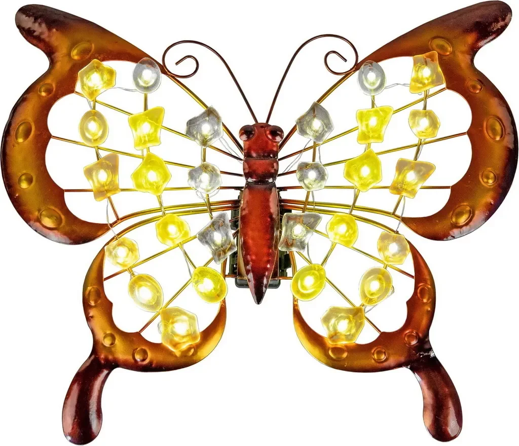 Metall Schmetterling Wanddeko mit LED beleuchtetes Wandbild Skulptur