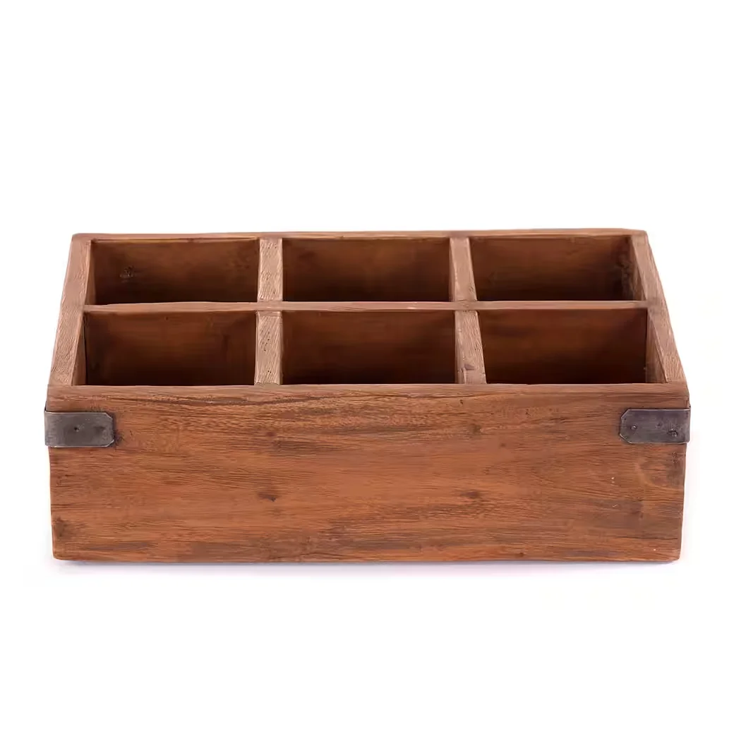 DESIGN DELIGHTS Stiftehalter LARGO Altholz massiv 6 Fächer Organizer