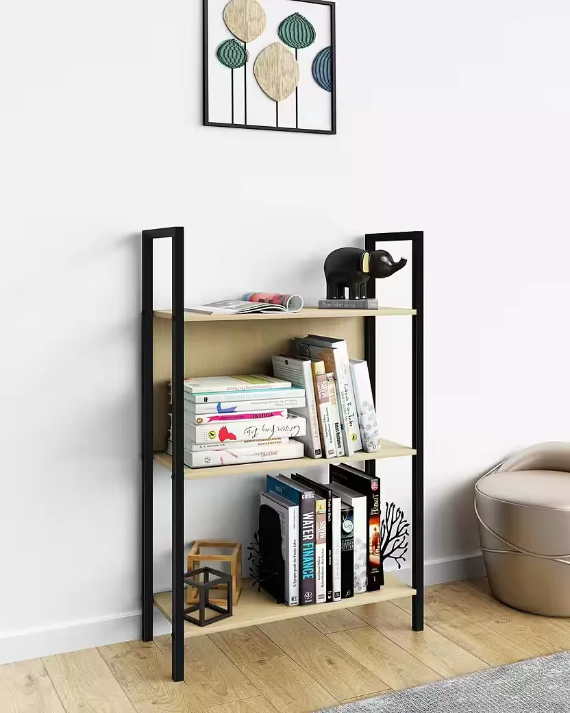 VCM Flakos Standregal Holz Metall Büro Bücherregal 3 Fächer