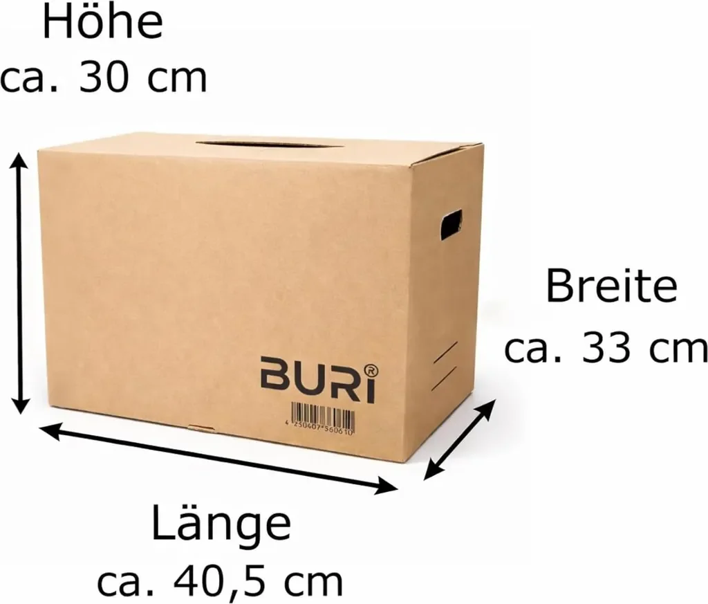 BURI Archivkarton Archivbox für 5 A4 Ordner, stapelbar 30 kg