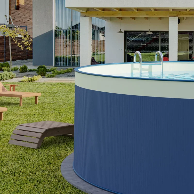 Stahlwandpool rund 450x120cm 0,4mm anthrazit Folie 0,3mm sand overlap