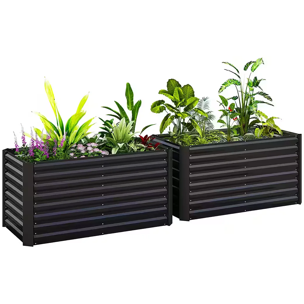 Hochbeet 2er Set Pflanzkasten extra tief Metall 120x60x60 cm Garten
