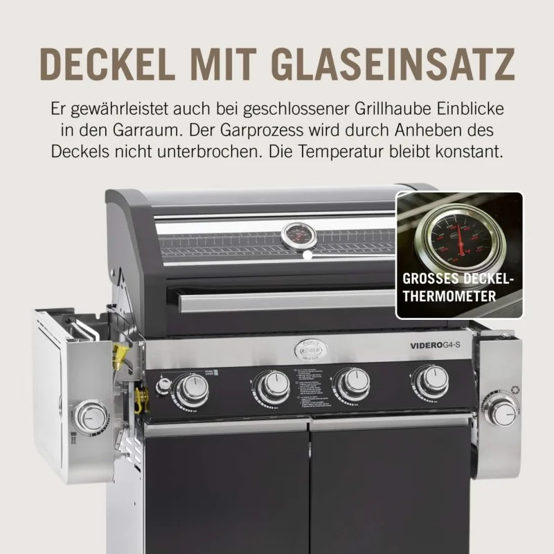 RÖSLE BBQ Gasgrill Videro G4-S Vario+ Schwarz mit Schutzhaube XL Set