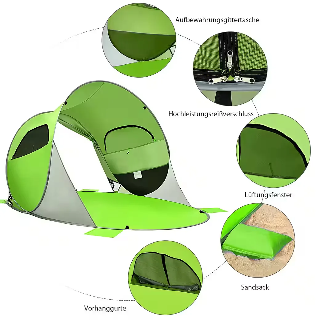 Strandmuschel Pop Up Strandzelt mit UV Schutz leicht und windfest