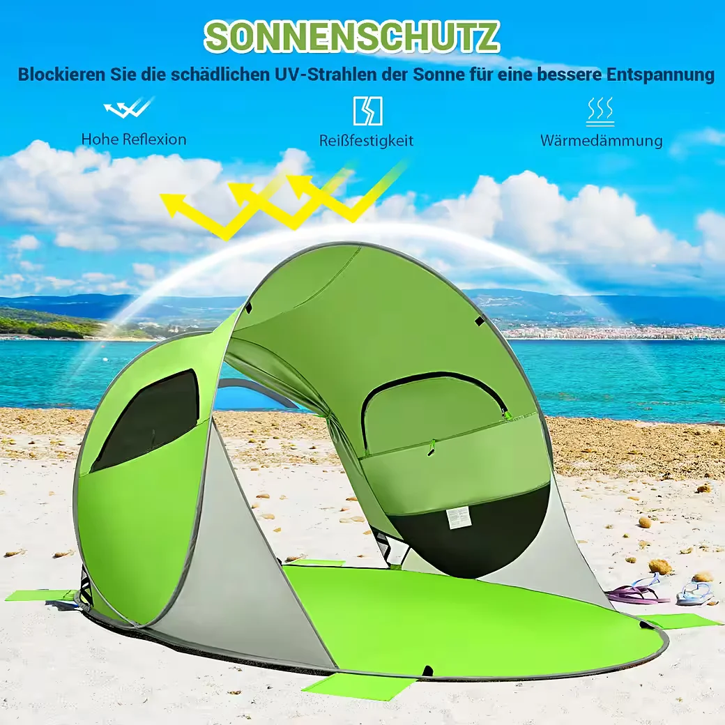 Strandmuschel Pop Up Strandzelt mit UV Schutz leicht und windfest