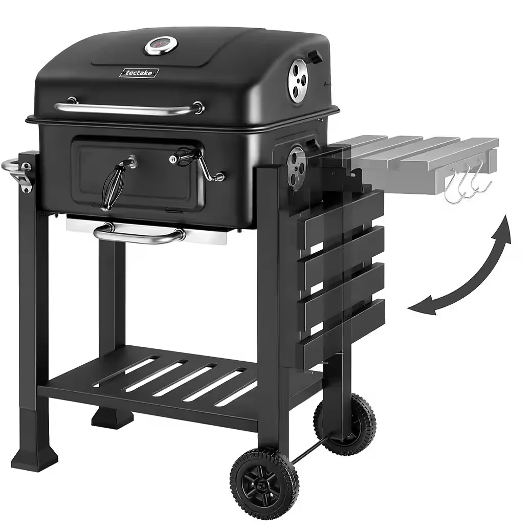 BBQ Holzkohlegrill mit 2 Rädern regulierbare Luftzufuhr 110x64x104 cm