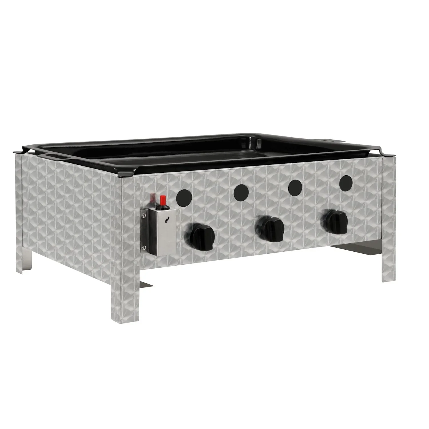Gastrobräter Edelstahl Profi 3 flammig 64x52x27 cm emaillierte Pfanne