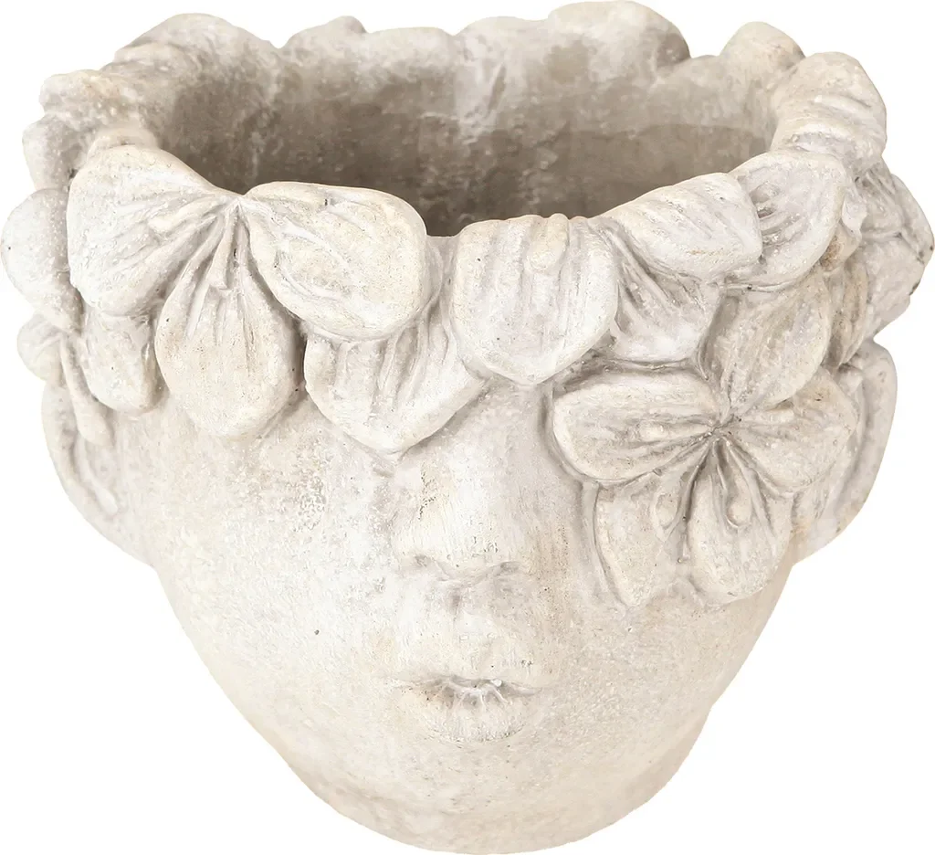 Pflanzkopf Blumentopf Mädchen Beton Deko Vase Skulptur 13,5 cm