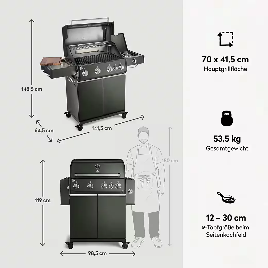Gasgrill 4 Brenner 21200 W Gesamtleistung Infrarot Keramikbrenner BBQ