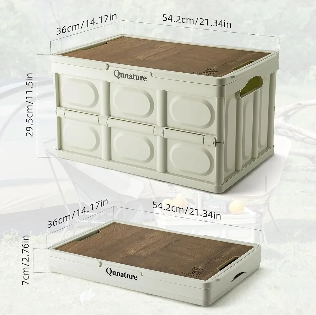 Qunature Campingbox 55L faltbar mit Deckel Aufbewahrungsbox Tragegriff
