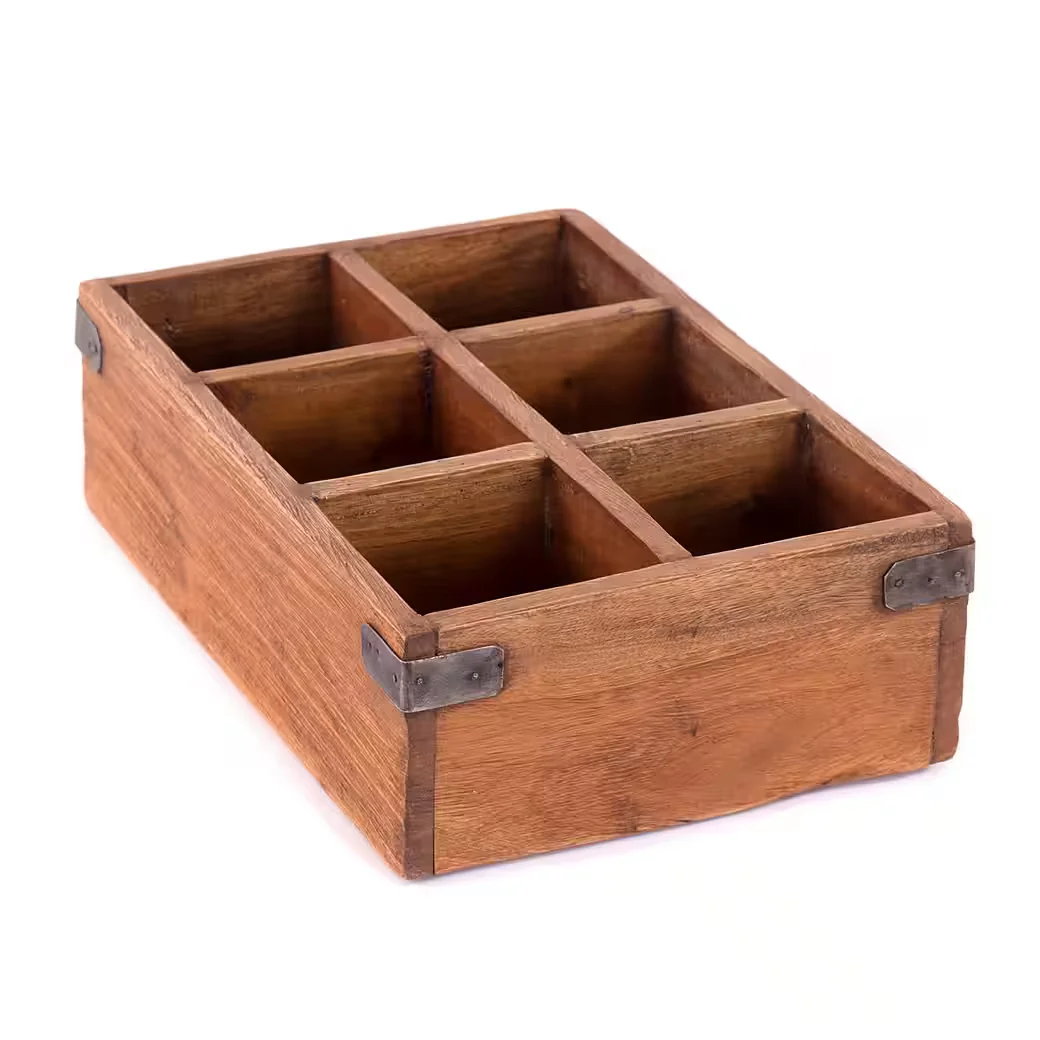 DESIGN DELIGHTS Stiftehalter LARGO Altholz massiv 6 Fächer Organizer