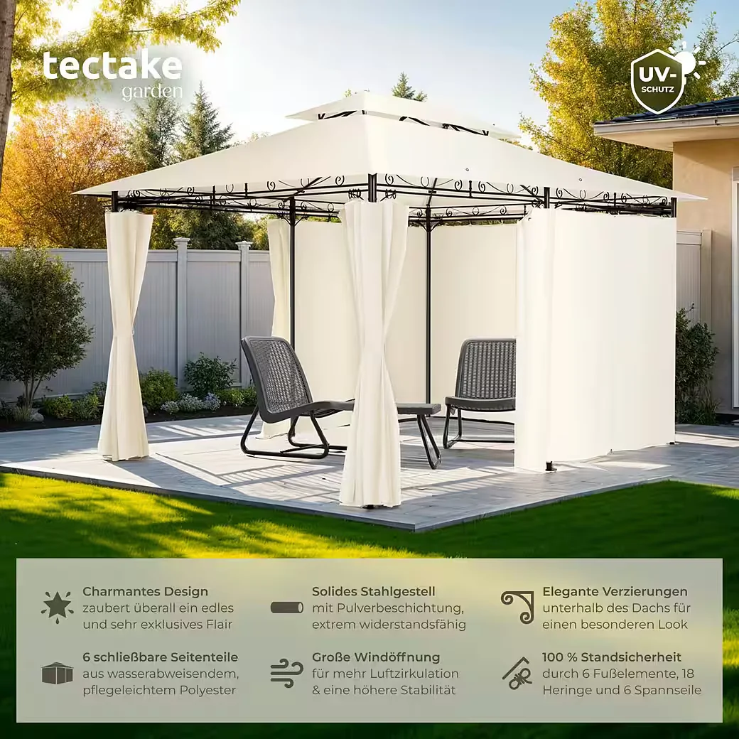 TECTAKE Gartenpavillon Partyzelt für Garten und Terrasse