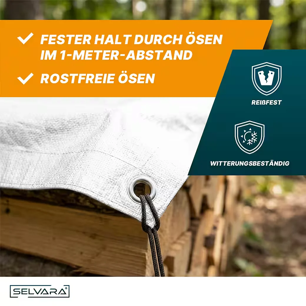 SELVARA Abdeckplane 260g m2 grün wasserdicht reißfest UV mit Ösen