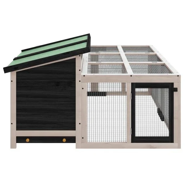 vidaXL Kaninchenstall Grau 144x123x67 5cm Kiefer Massivholz Hasenstall