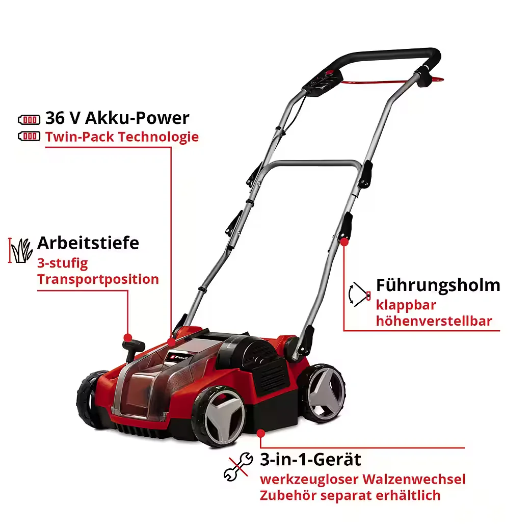 Akku Vertikutierer Rasenlüfter Power X-Change GE-SC 36/35 Li Solo