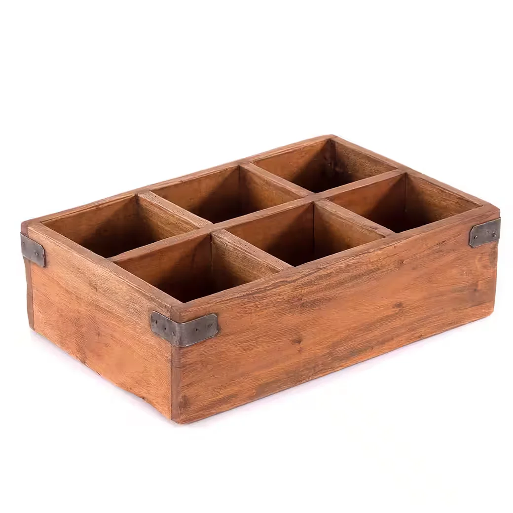DESIGN DELIGHTS Stiftehalter LARGO Altholz massiv 6 Fächer Organizer
