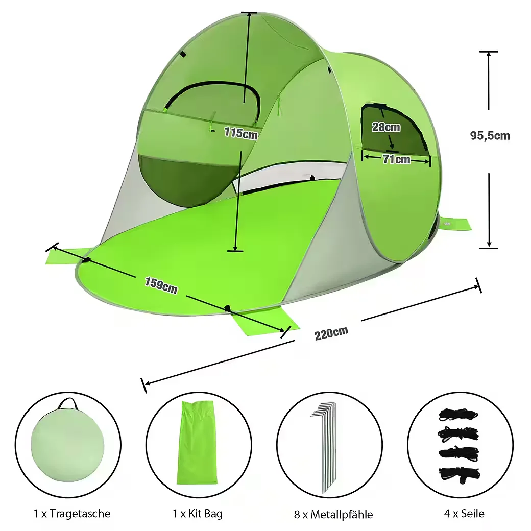 Strandmuschel Pop Up Strandzelt mit UV Schutz leicht und windfest