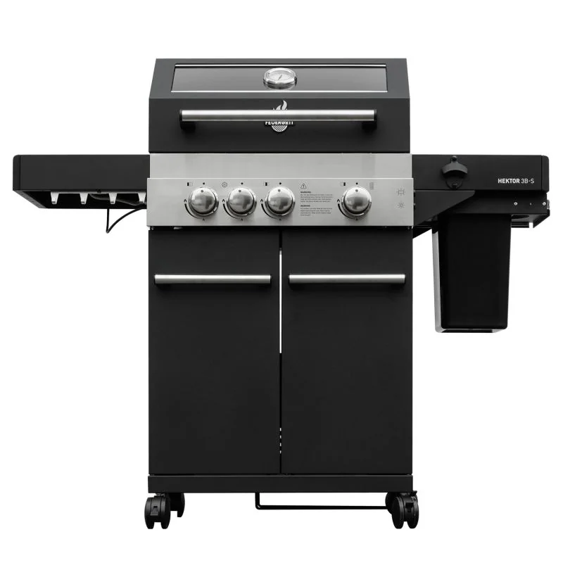 FEUERGOTT Gas-Grillstation Hektor 3B-S inkl. Abdeckhaube + Drehspieß