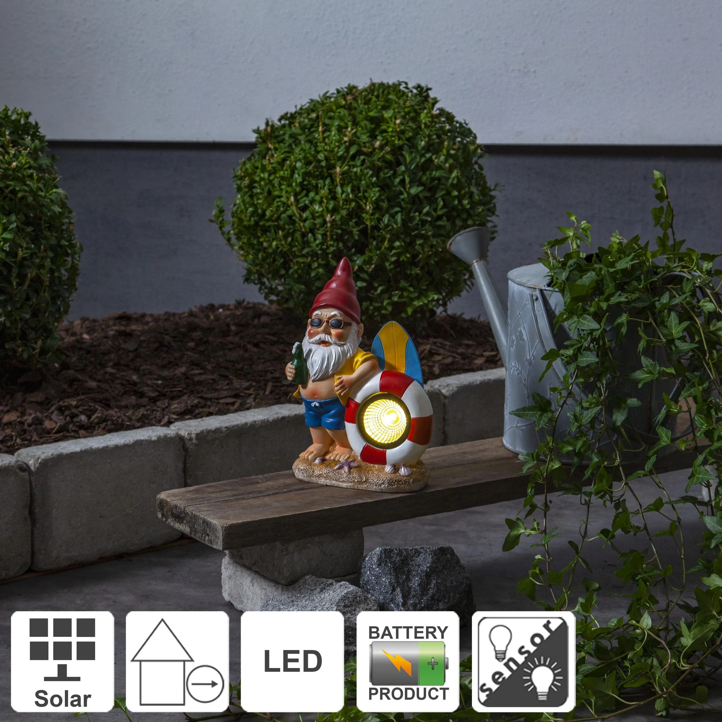 STAR TRADING LED Solarleuchte Gnomy Gartenzwerg Gartenfigur