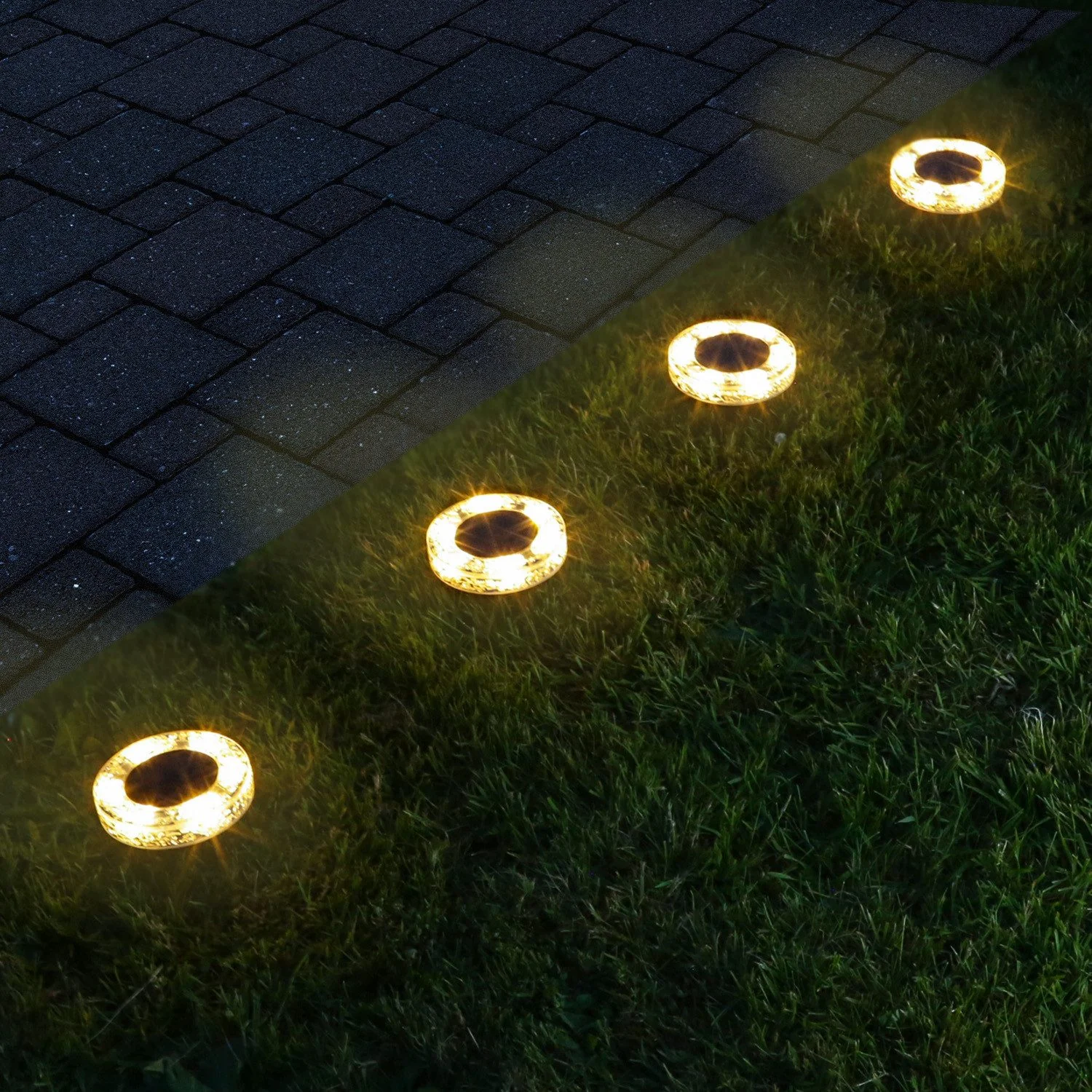 MARELIDA LED Solar Wegleuchte Bodenleuchte Mosaikoptik Garten 4er Set