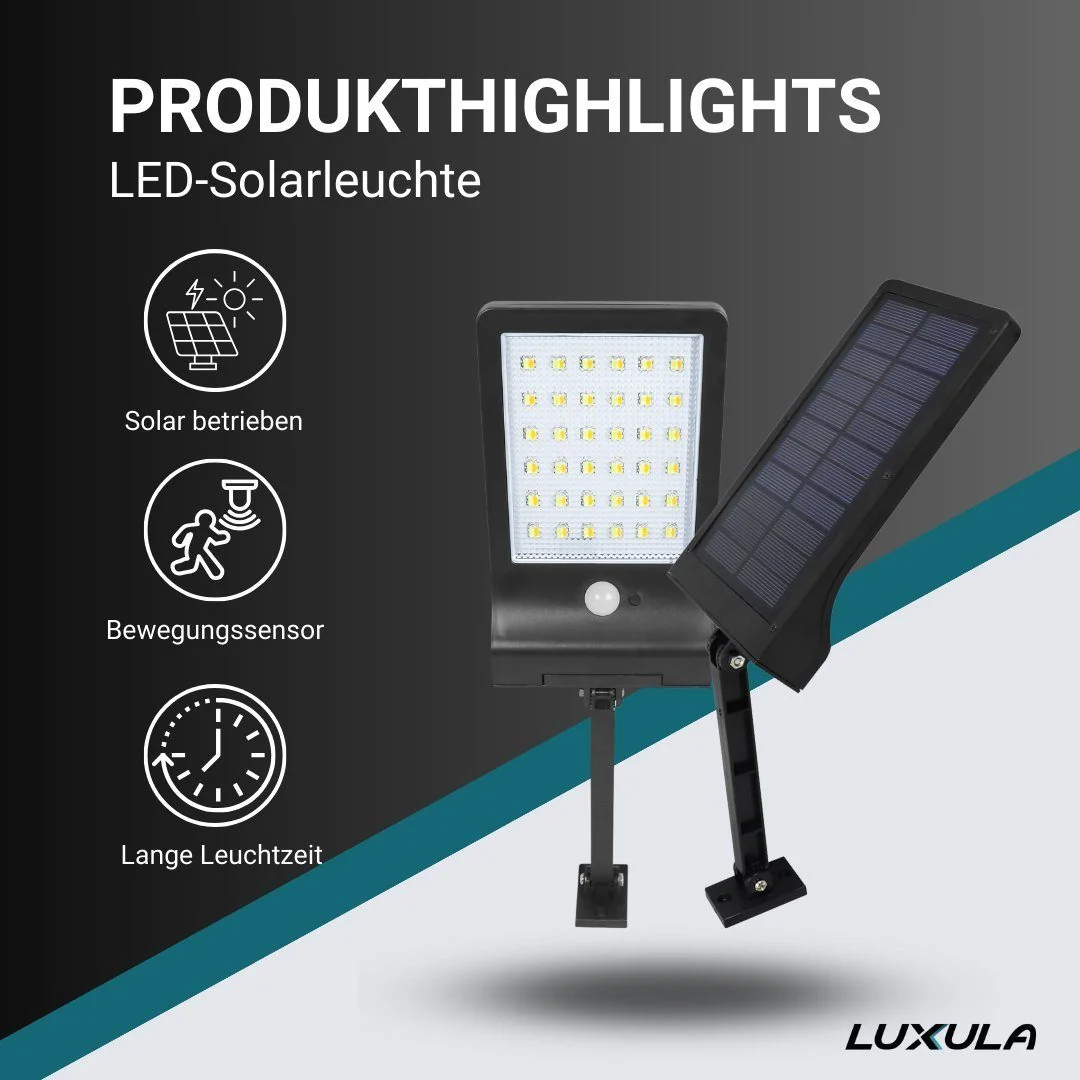 LUXULA LED Solar Wandleuchte mit PIR-Sensor IP44 kaltweiß außen 8h