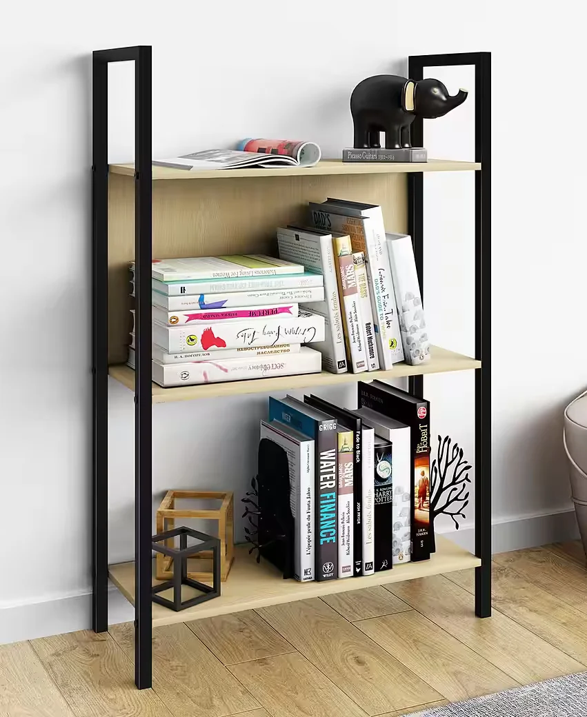 VCM Flakos Standregal Holz Metall Büro Bücherregal 3 Fächer