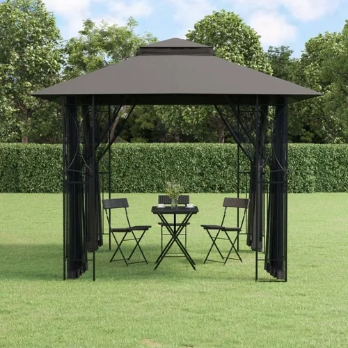 vidaXL Garten Pavillon mit Seitenwänden Anthrazit 300x300x270 cm Stahl
