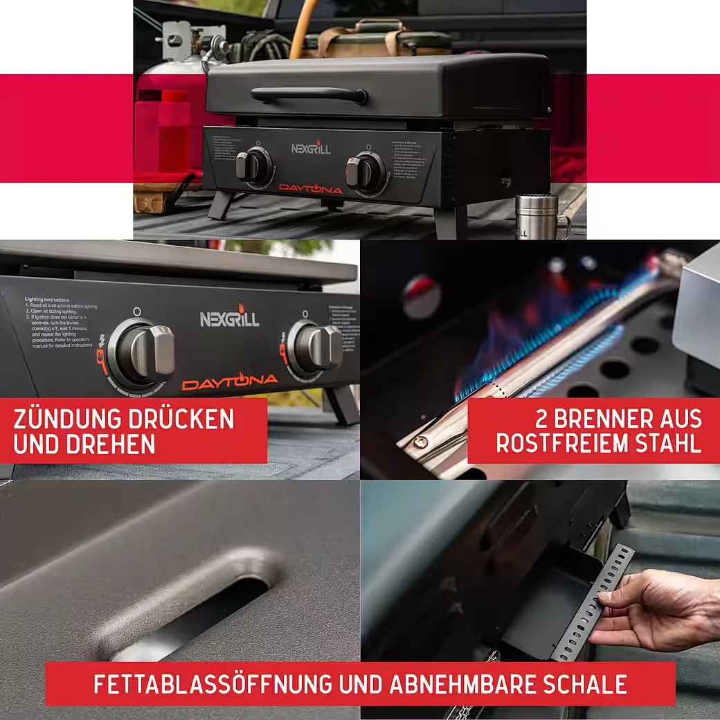Gasgrill Daytona 2B 2 Brenner Plancha Tischgrill 5,9 kW Outdoor BBQ
