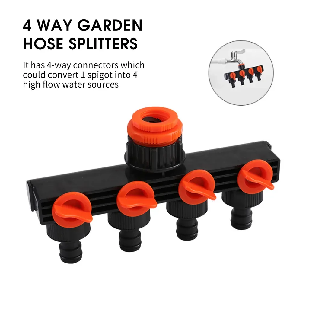 4-Wege Gartenschlauchverteiler fuer Aussenwasserhahn Sprinkler