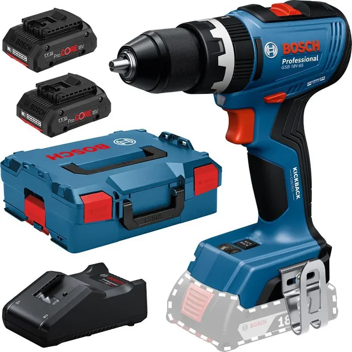 Bosch GSB 18V-65 Akku Schlagbohrschrauber 18V 4,0Ah 2x ProCore Set