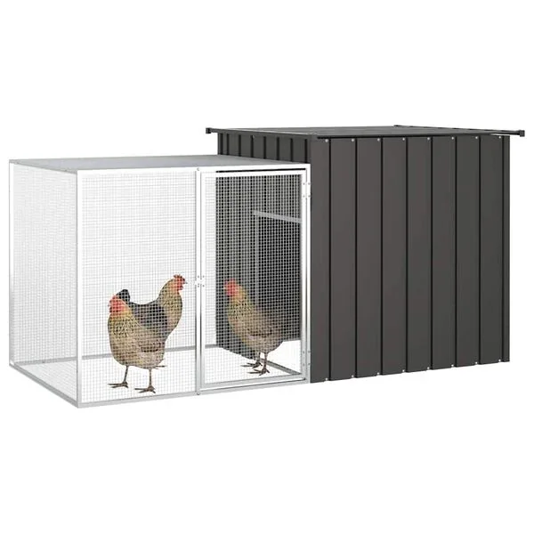 vidaXL Hühnerkäfig Anthrazit 200x91x100 cm Verzinkter Stahl Voliere