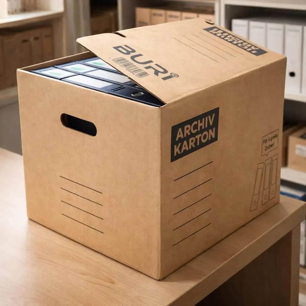 BURI Archivkarton Archivbox für 5 A4 Ordner, stapelbar 30 kg